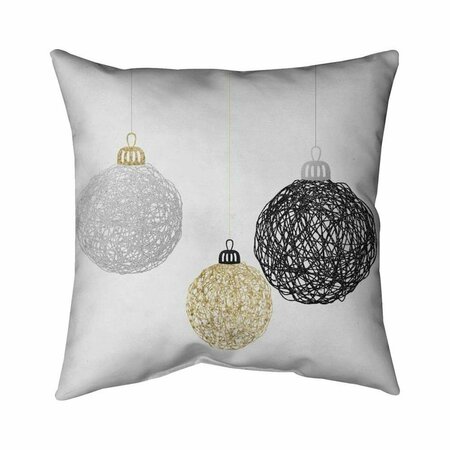 BEGIN HOME DECOR 20 x 20 in. Three Christmas Balls-Double Sided Print Indoor Pillow 5541-2020-HO5